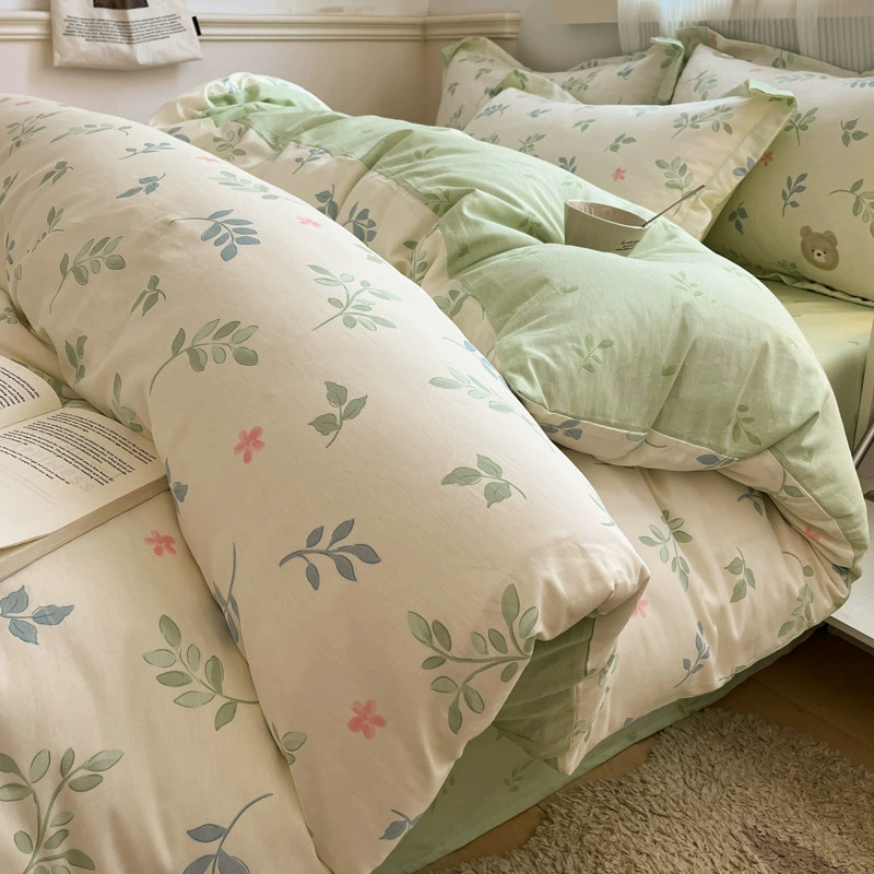 Чистый хлопковый комплект постельного белья из четырех предметов 2025 новый хлопковый пододеяльник комплект постельного белья из трех предметов натяжные простыни постельное белье