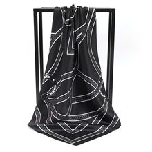 2025秋冬新款围巾shopee热销90cm色丁印花大方巾马来西亚头巾批发