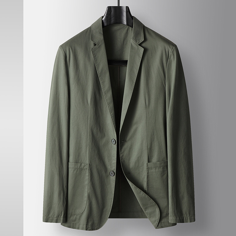 Men's Casual Suit 2026 Spring/Summer Thin Style 100% Cotton Single-Breasted Jacket for Young Men, Solid Color, Light Luxury American Style, Non-Iron Men's Casual Suit 2026 Spring/Summer Thin Style 100% Cotton Single-Breasted Jacket for Young Men, Solid Color, Light Luxury American Style, Non-Iron