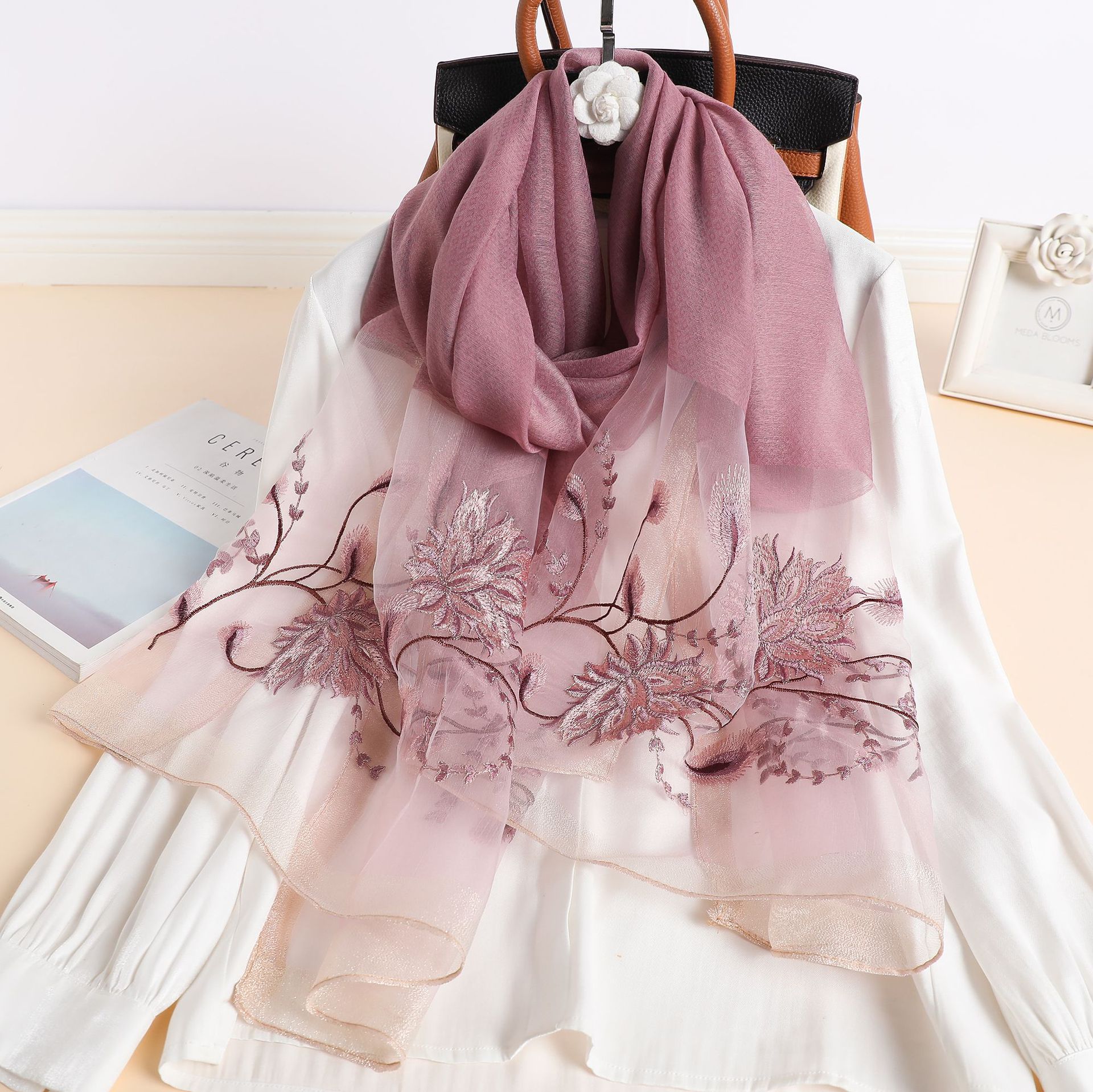 Silk woolen demi-season universal scarf