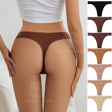 轻薄无缝冰丝裸感少女T裤 瑜伽运动专用大码纯棉裆透气女士丁字裤