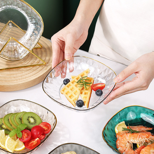 Light luxury transparent high-end spit bone dish home dining table bone dish food grade snack dish fruit plate candy nut dish