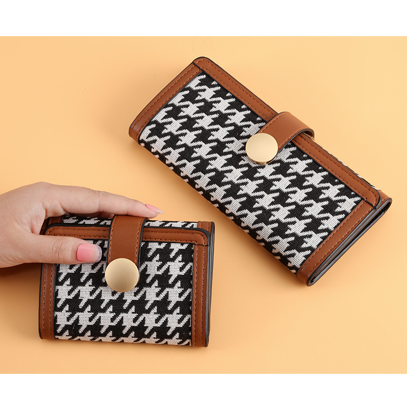 Women's Houndstooth Pu Leather Buckle Wallets display picture 5