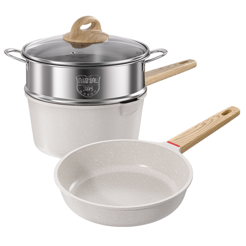 Piedra de arroz para niños, panela de alimentos suplementarios antiadherente, panela de leche caliente para bebés, panela de leche caliente para bebés, panela de fideos integral para cocción doméstica