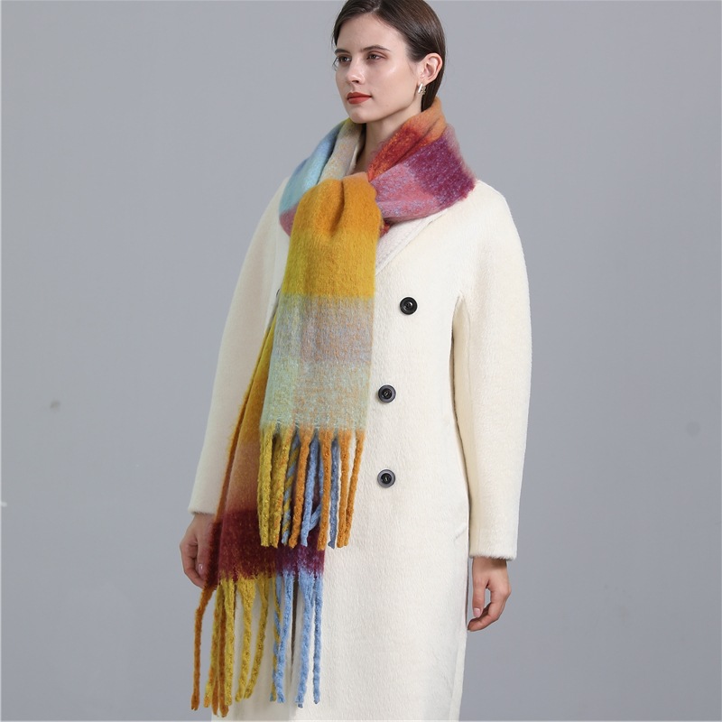 Women's Casual Plaid Imitation Cashmere Tassel Scarf display picture 1