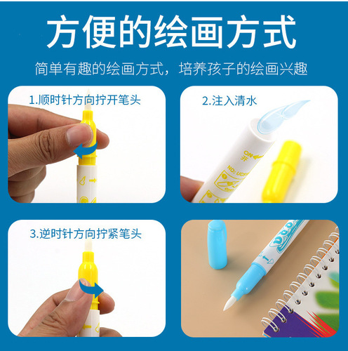 Children's Magic Handheld Water Drawing Book, Children's Cognitive Enlightenment Education Water Drawing Book, Repeatedly Scribbling with Clear Water Handmade Painting