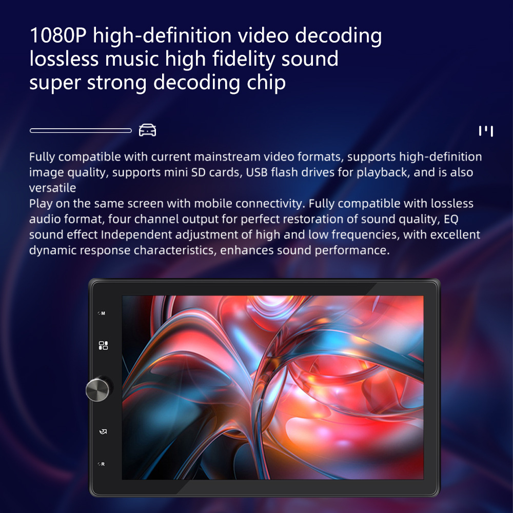 10.4inch Carplay Single Stick Mp5 Player 360 Rotation Capacitive Touch Screen Car Bluetooth Radio 12V