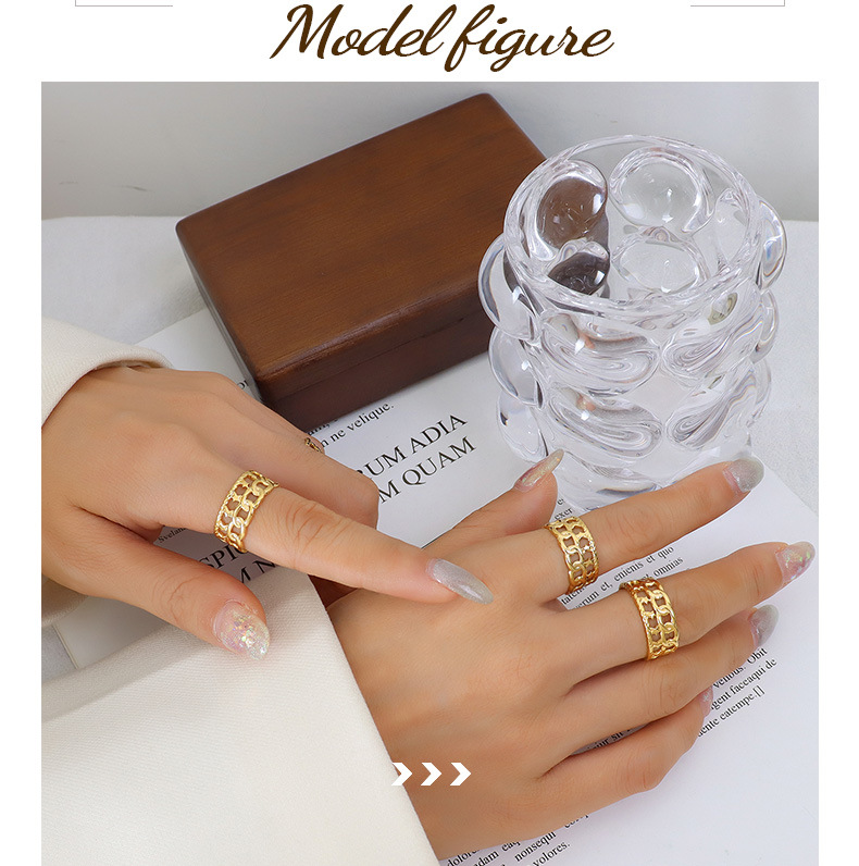 Fashion Letter Titanium Steel Open Ring Plating Stainless Steel Rings