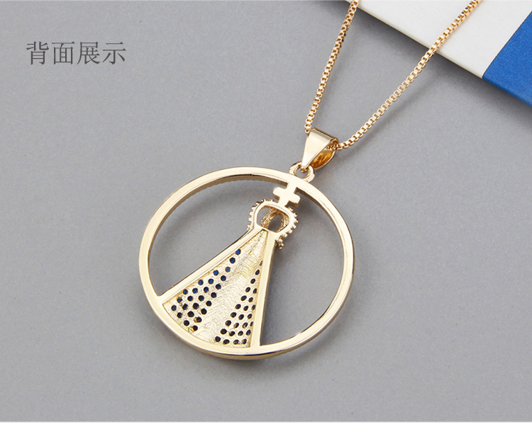 simple copper gold-plated heart-shaped round faith pendant Necklace