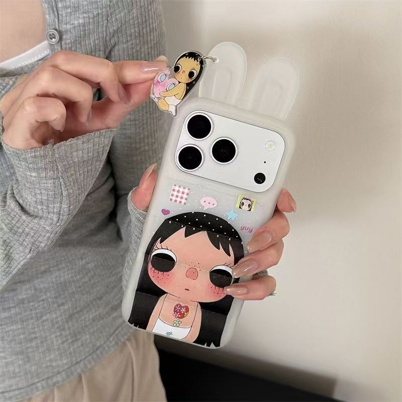 Cute Little Jade Phone Case with Bunny Ears for iPhone 17 Pro Max, New Model for Apple 16 Pro Max, 16/15 Cute Little Jade Phone Case with Bunny Ears for iPhone 17 Pro Max, New Model for Apple 16 Pro Max, 16/15