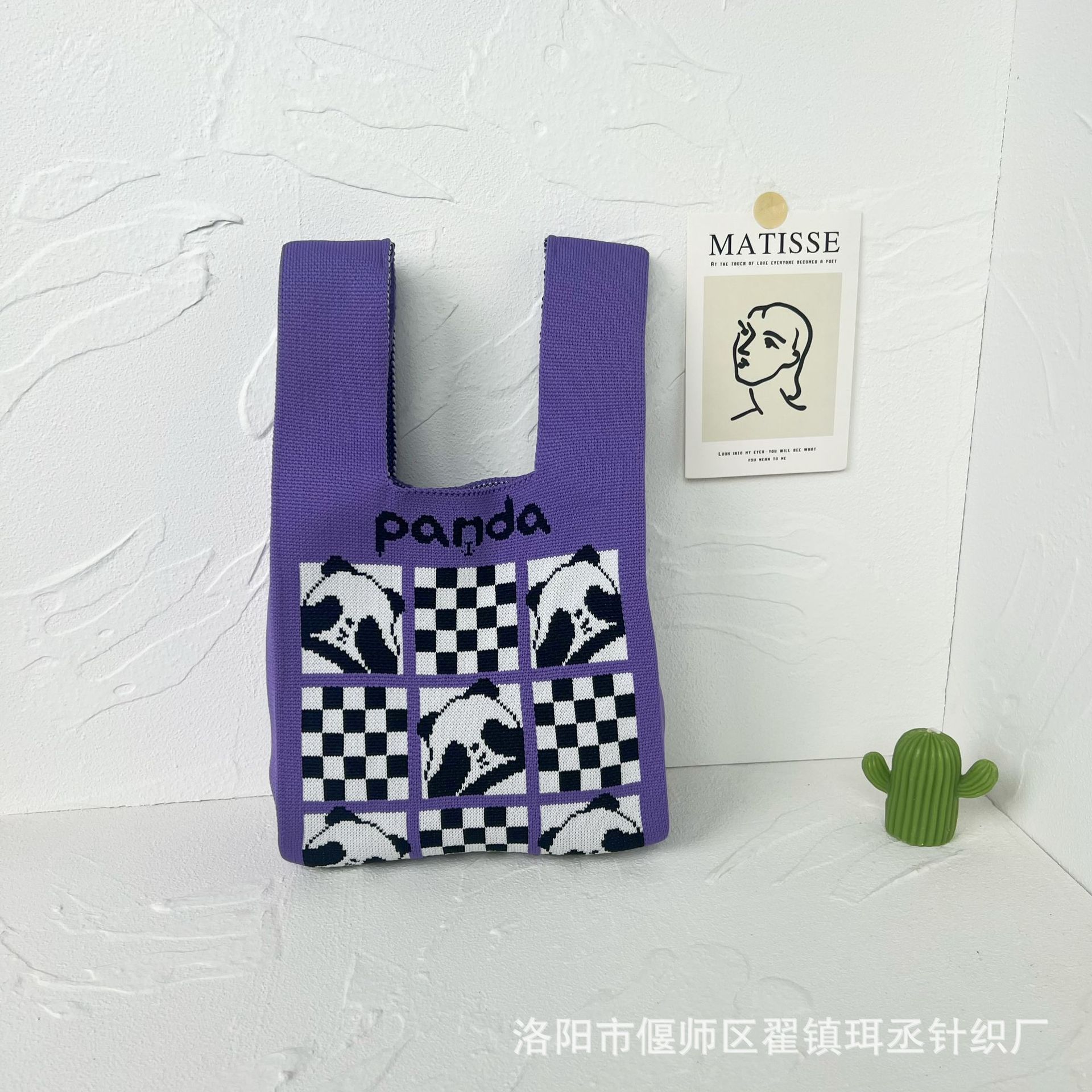 Bolso de punto transfronterizo bolso de punto para mujer bolso de muñeca de todo fósforo bolso Tote bolso tejido de poliéster bolso panda