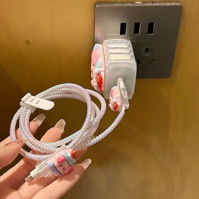 Apple, cute charger, protective case, charging cable, 20W