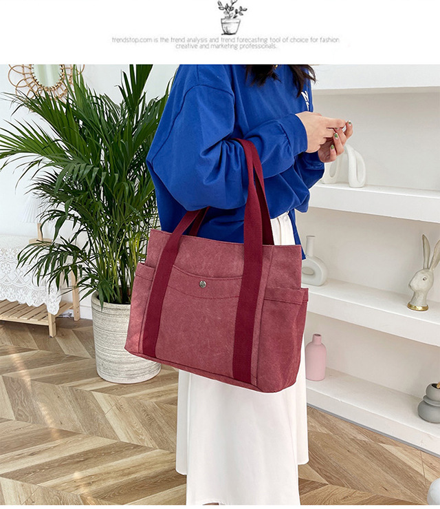 Artistic and simple canvas bag, mother's bag, middle-aged work handbag, cloth bag, large-capacity shoulder bag, women's single-shoulder bag undefined