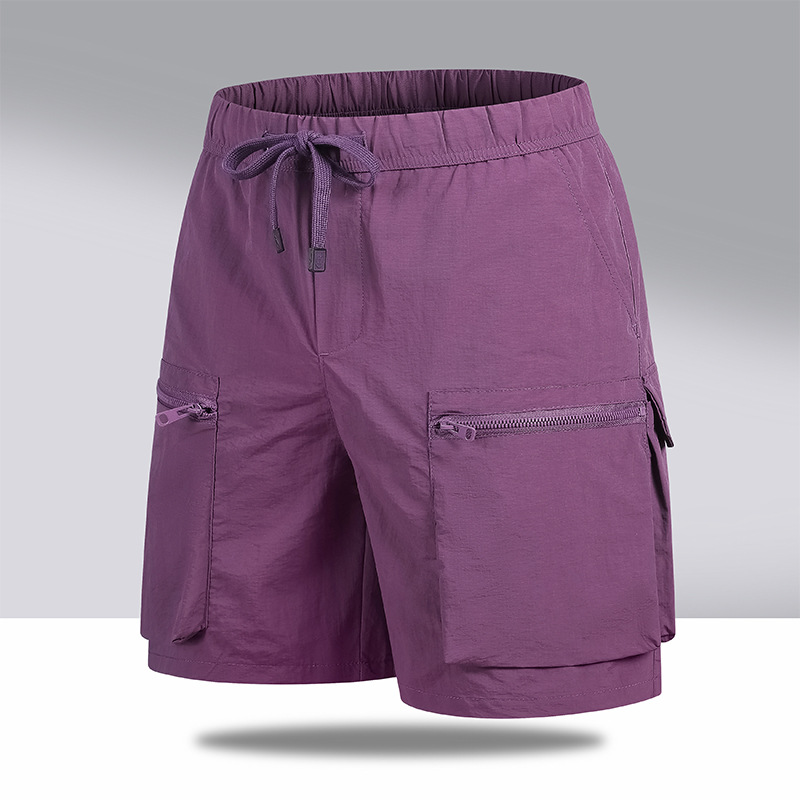 Summer Men's Nylon Ice Silk Five-Point Pants Men's Hong Kong Style Workwear Multi-Pocket Summer Quick-Drying Casual Sports Shorts for Men