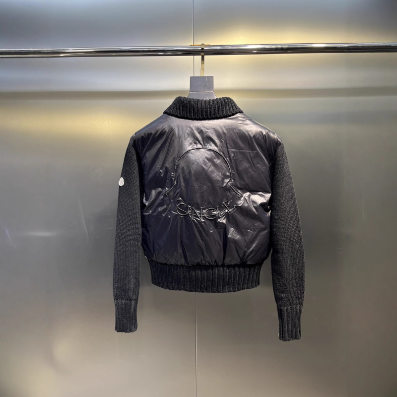 高版本蒙家25ss新款拼接羊毛针织袖立领羽绒服外套刺绣logo后背|undefined