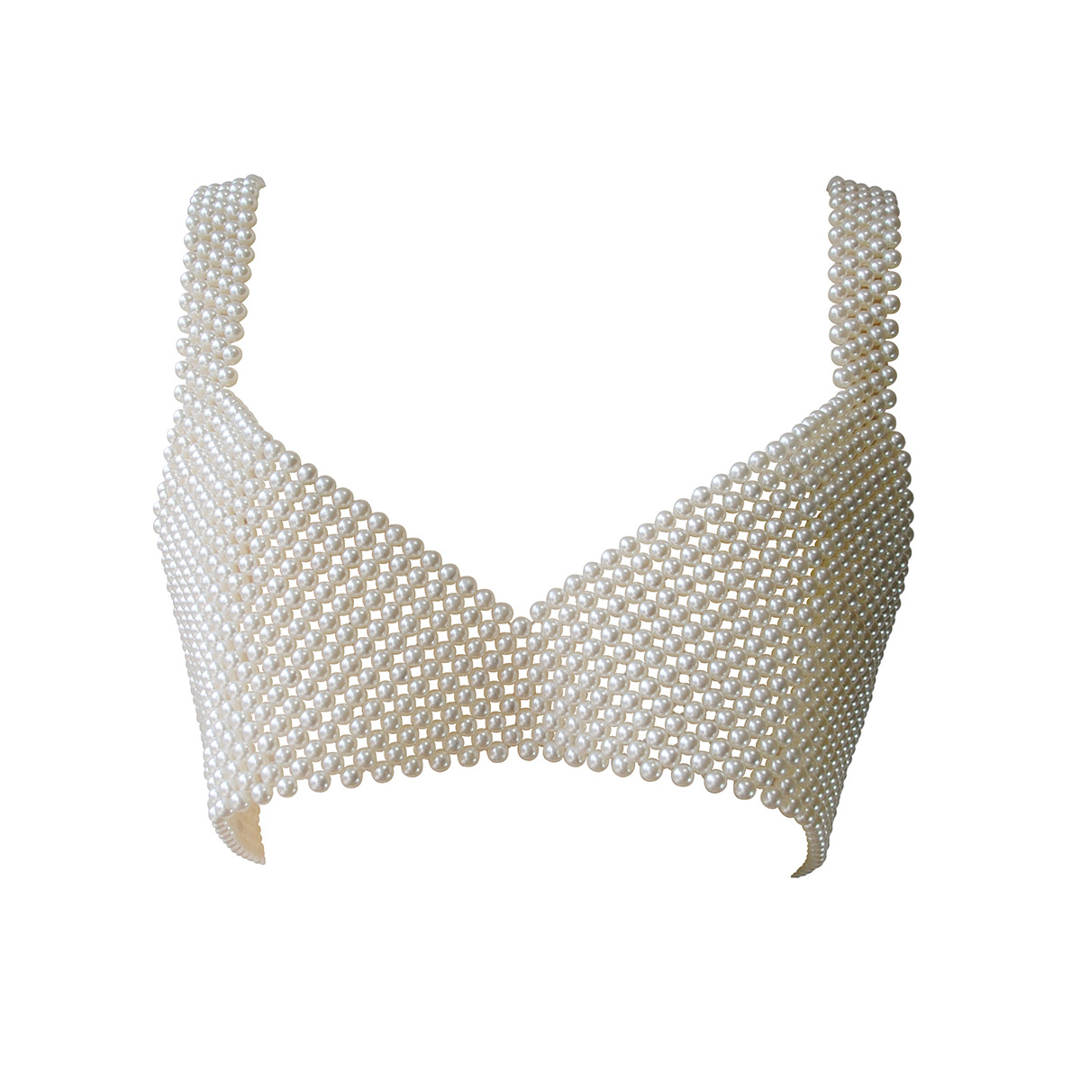 Europa y América transfronteriza sexy perla sujetador cadena Correa tejida a mano sexy pecho decoración grande tablero cuerpo cadena