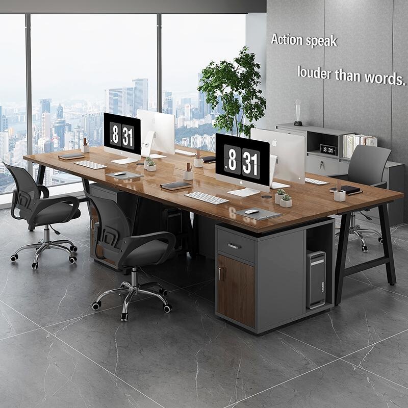 Staff Desk Station Simple Modern Office Four-Person Table and Chair Combination Desktop Computer Table Boss Table