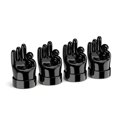 Trendy Brand Hand Gesture Tire: valve - black-ok-gesture-4-pack-valve-cap