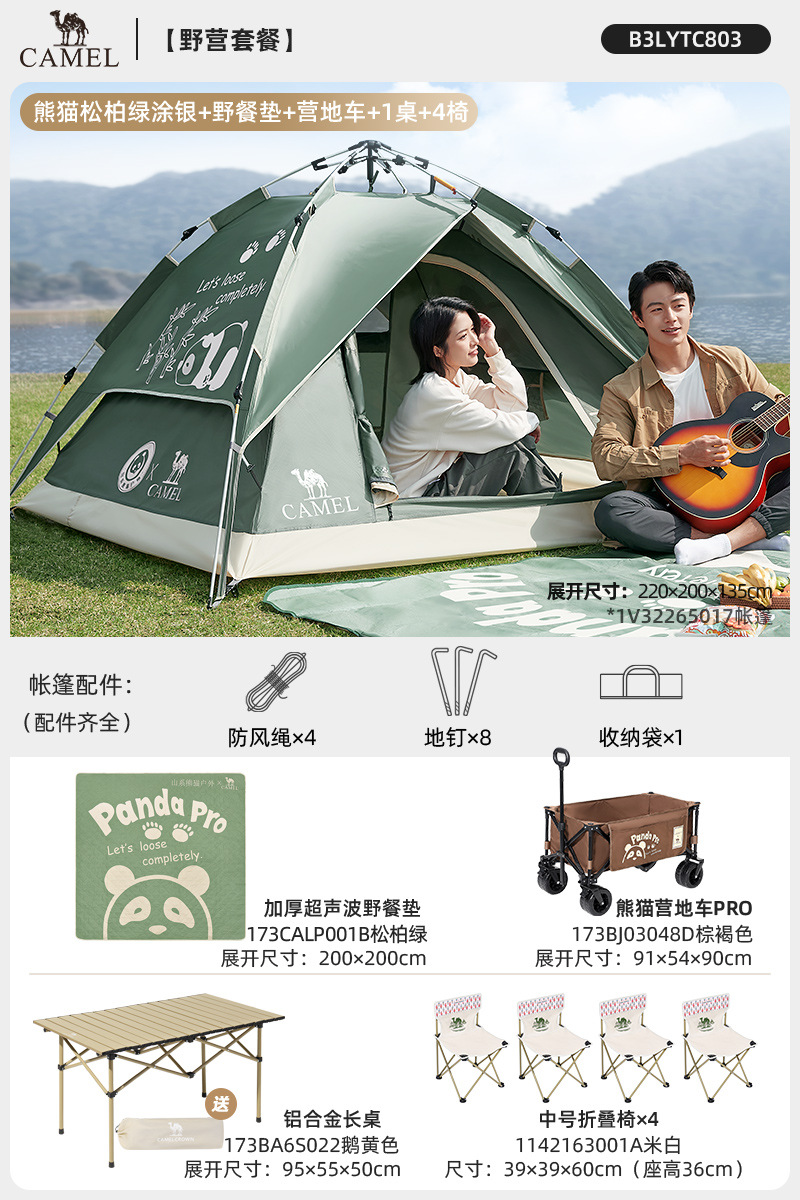 차량 1대 여행 [파인그린] 팬더텐트 + 피크닉매트 + 테이블 1개, 의자 4개 + 캠퍼밴 ♜★