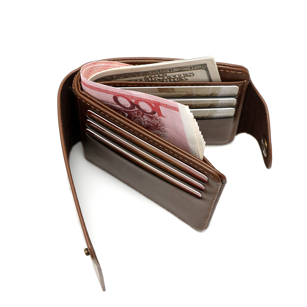 Amazon cross-border rugby caliente relieve cartera multi-tarjeta hombre corto hebilla bolsa de dólar fuente