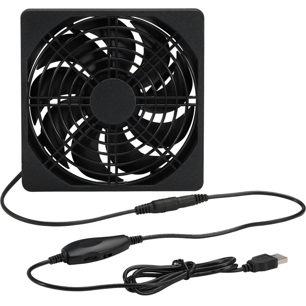12 cm DC Cooling Fan, 5 V, USB Speed Controller Option, Compact Radiator Fan