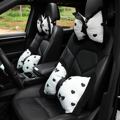 愛心波點汽車頭枕 棉布印花車載舒適靠枕護頸枕 女神汽車內飾用品