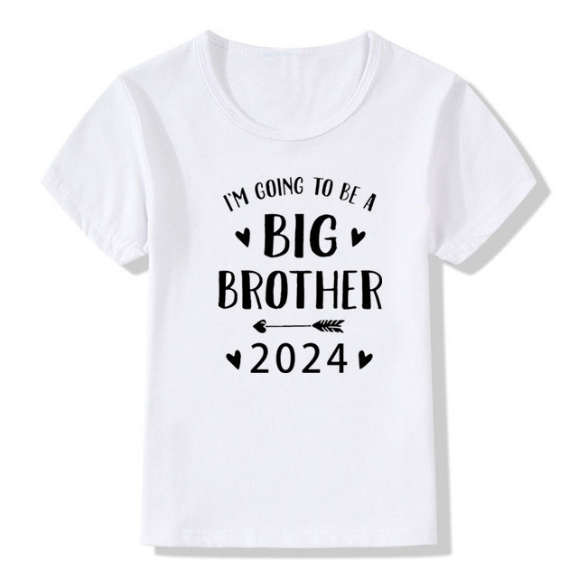 Big sister brother 2024 children's baby round neck T-shirt top toddler T-shirt summer clothing