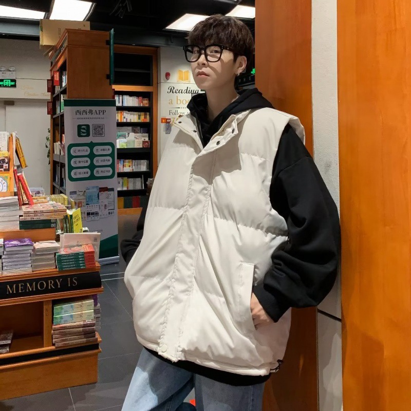 Otoño y invierno estilo coreano chaleco de moda masculino y femenino de cuello de algodón delgado bf grueso chaleco de hombro caliente chaqueta de clip de caballo