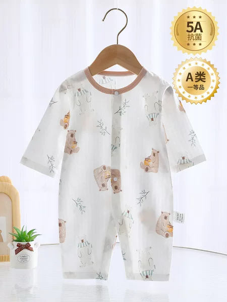 Baby jumpsuit Class A Pure Cotton Summer Thin Newborn Baby Clothes Hare Climbing Clothes Air-conditioning Clothes Anyang Children's Clothing