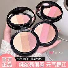 莎琪诺线条花园懒人三色腮红盘立体修容珠光哑光鼻影阴影渐变眼影