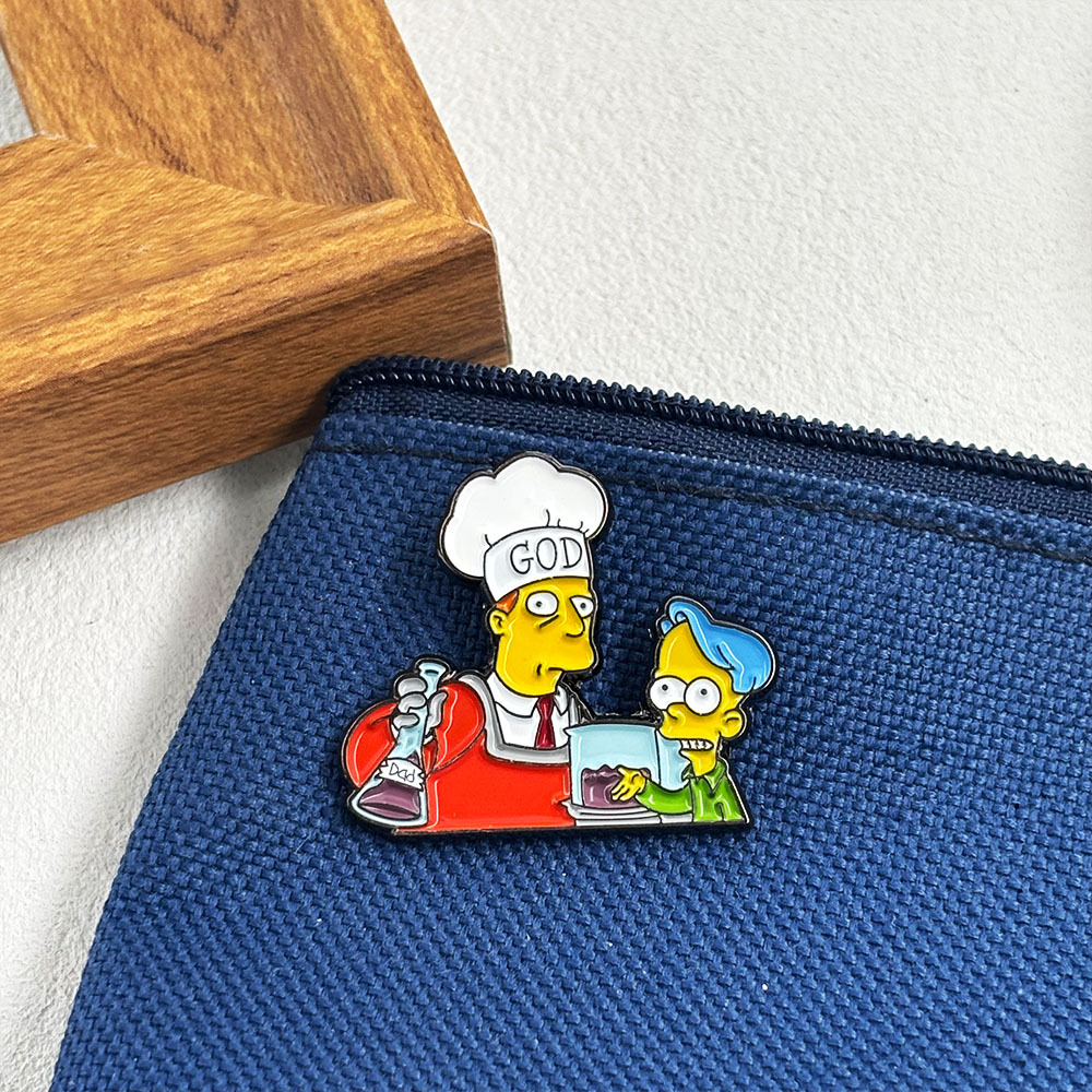 The Simpsons God Science Brooch Funny Cartoon Animation Metal Badge Pin Enamel Accessories