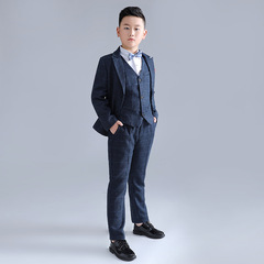 Children's dress Korean version of the new boys' piano hosting performance clothes for older children with extra weight and enlarged version of the plaid small suit