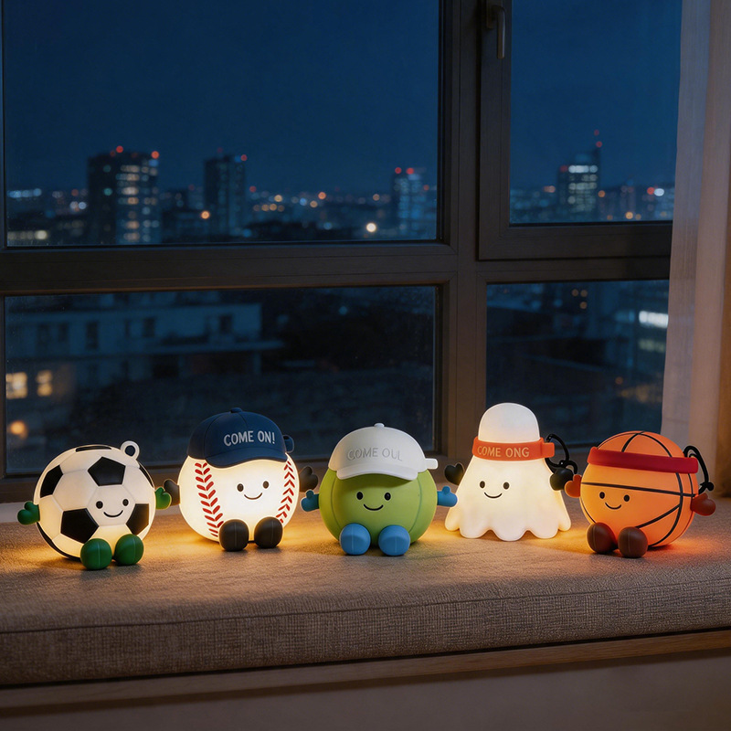 Mini Football Basketball Badminton Baseball Tennis Silicone Lamp Small Table Lamp Gift Atmosphere Lamp Night Light