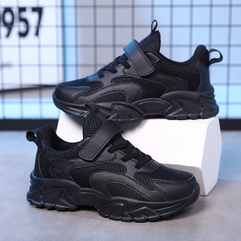 Calzado deportivo para niños Calzado deportivo de moda para niños Malla Zhongda Calzado deportivo para niños Four Seasons Campus Leather Small Black