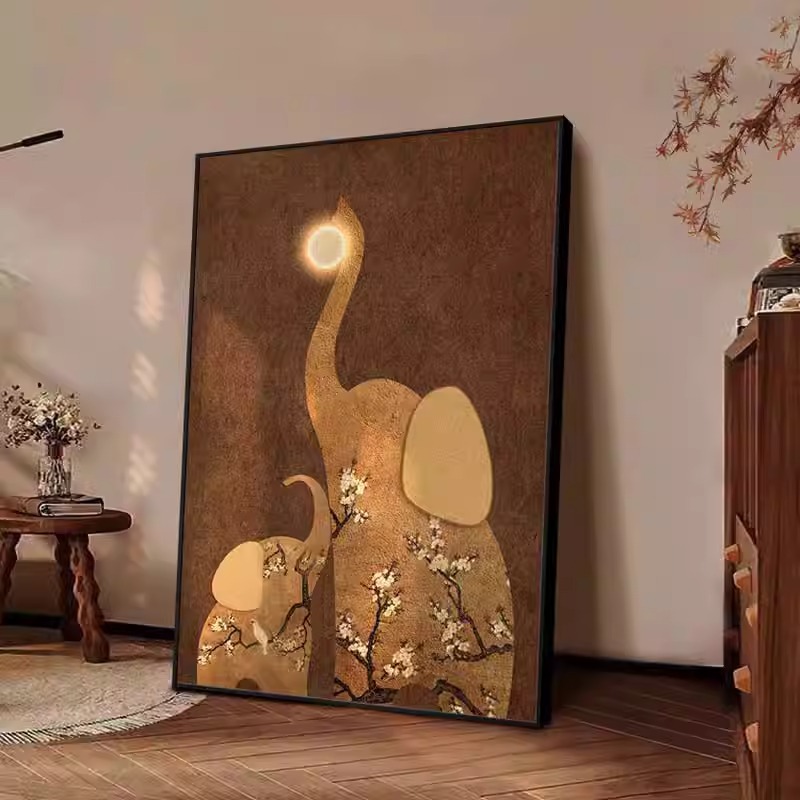 Ji Xiang Middle-aged Style Floor-standing Living Room Decorative Painting French Retro Sofa Background Wall Hanging Painting Good Moral Art Mural