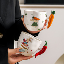 创意家用陶瓷水杯高颜值办公室咖啡杯可爱卡通伴手礼马克杯早餐杯