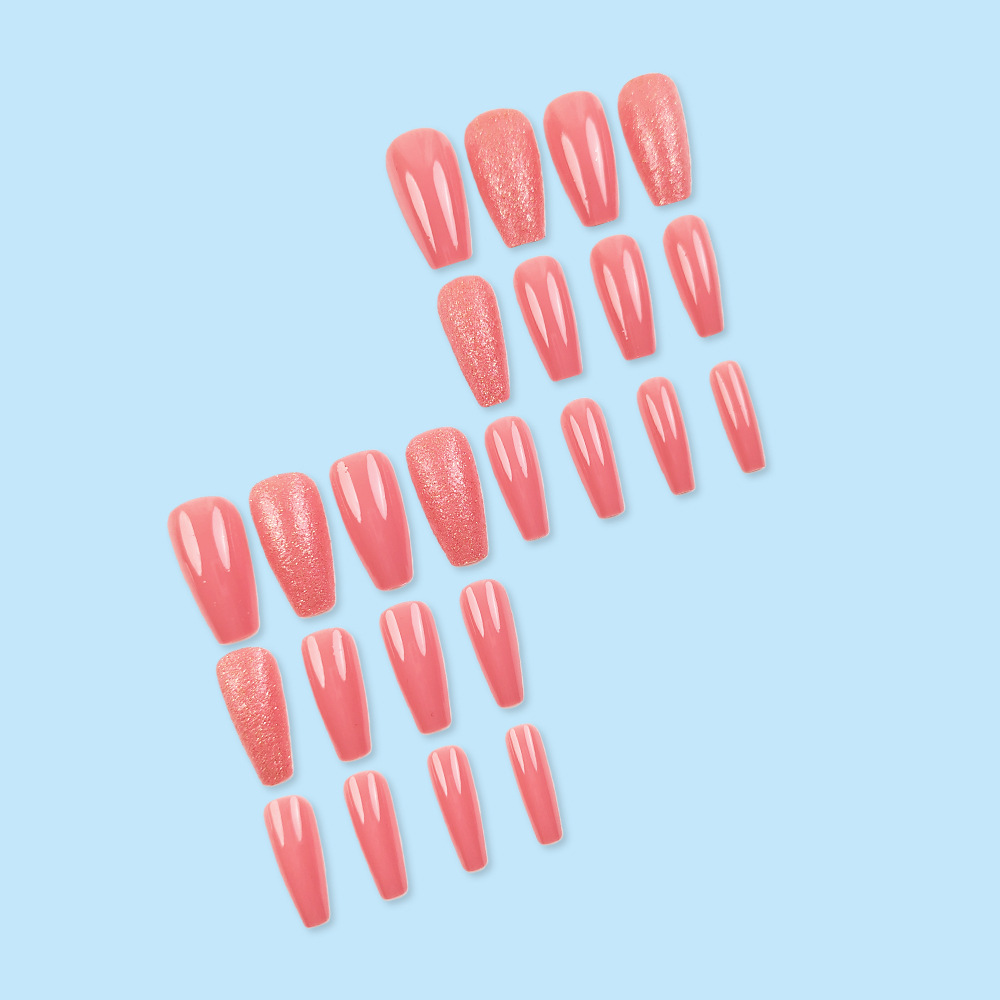 Comercio exterior mejor vendido rosa flash usar uñas blanqueadoras de color sólido 24 piezas de uñas falsas transfronterizas al por mayor image 4
