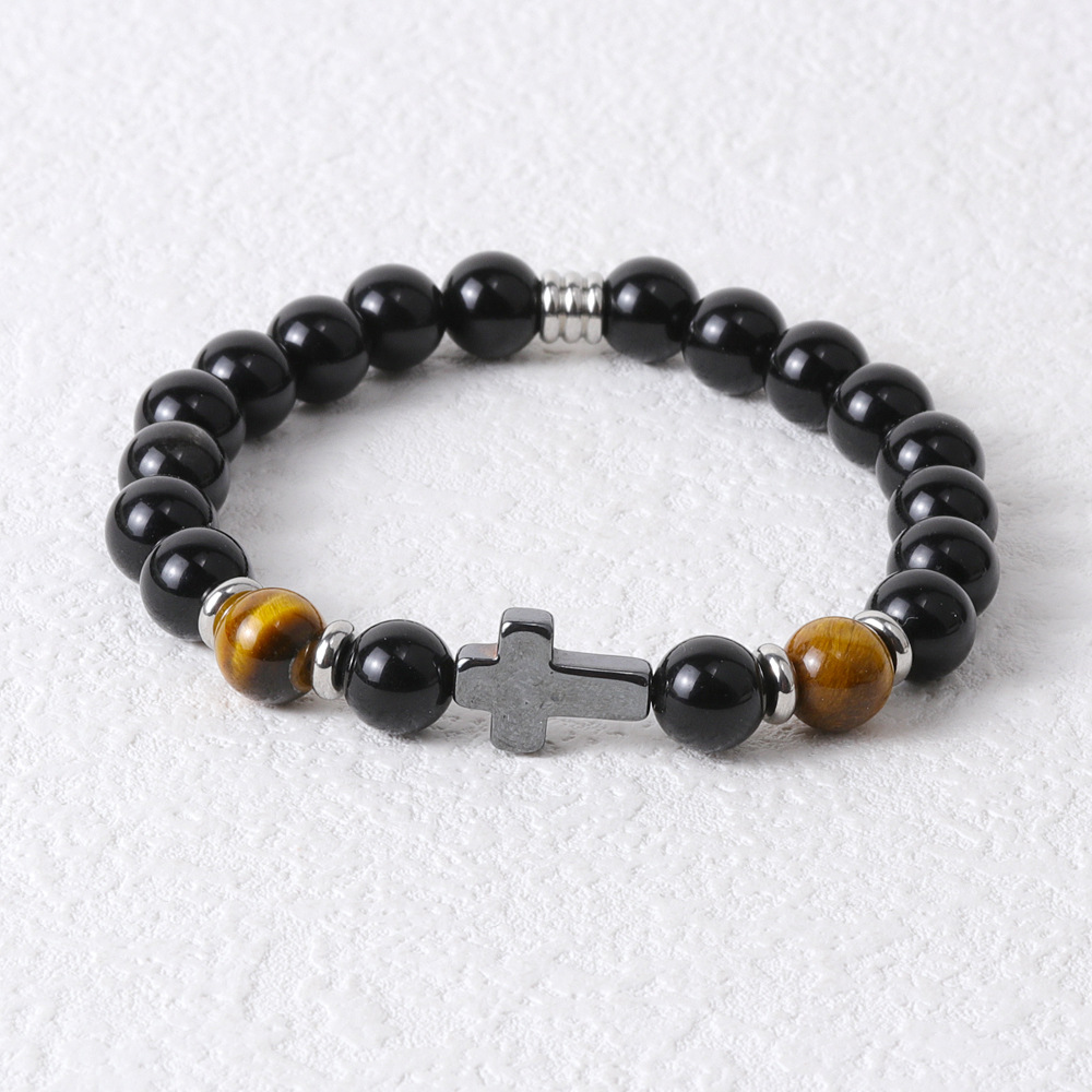 Men's Gender Hip-Hop Retro Round Natural Stone Beaded Handmade Men's Bracelets Men Beaded Bracelets