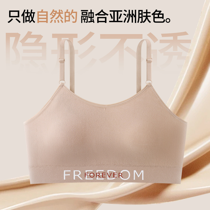 Girls' Bras for Middle and High School Students in Their Adolescent Development Period, Comfortable Underwear, Sports Shock-Proof Vests, Anti-Exposure Fixed Cups