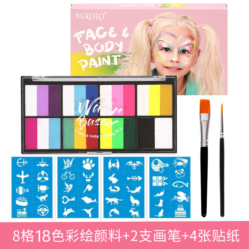 8 rejilla de tres piezas de pintura soluble en agua (incluyendo 1 pluma) + 1 pluma de Punta negro + 4 plantillas azules