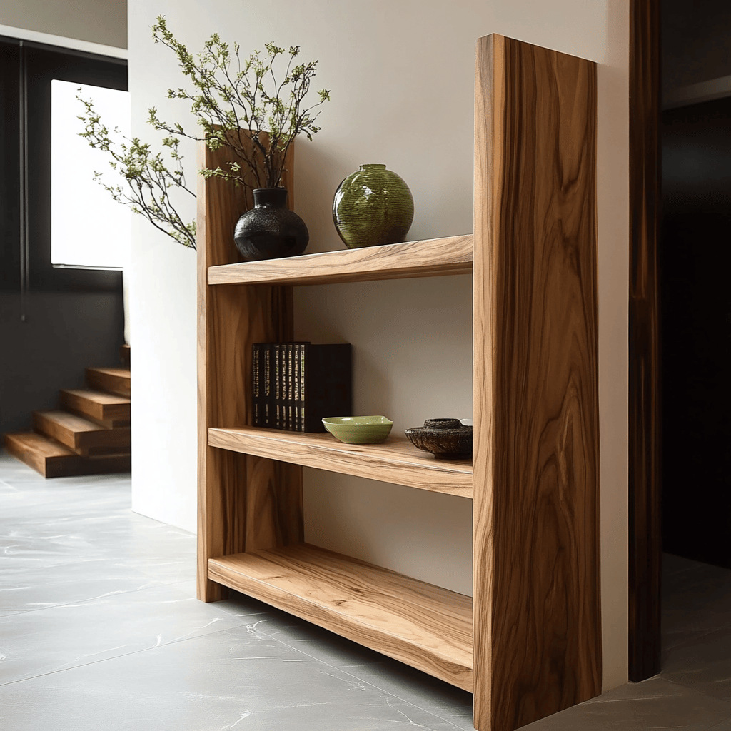 Natural Log Retro Solid Wood Bookshelf Floor-Standing Bookcase Display Rack Living Room Bedroom Storage Rack Balcony Potted Flower Rack