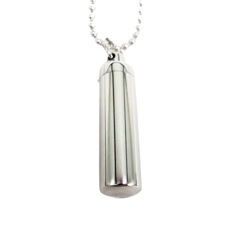 Japanese and Korean Jewelry Couple Necklace Stainless Steel Simple Cylindrical Perfume Bottle Urn Can Open the Pendant