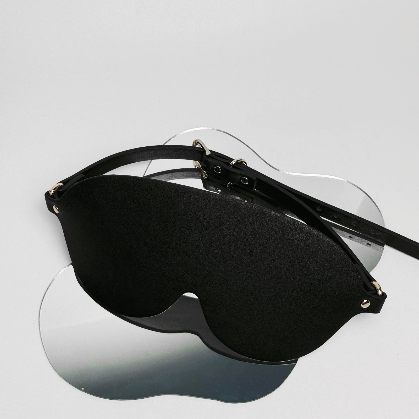 Poison Black Soft Leather Eye Mask Visual Light-Blocking Prop Role-Playing Comfortable Eye Protection Sleep Aid