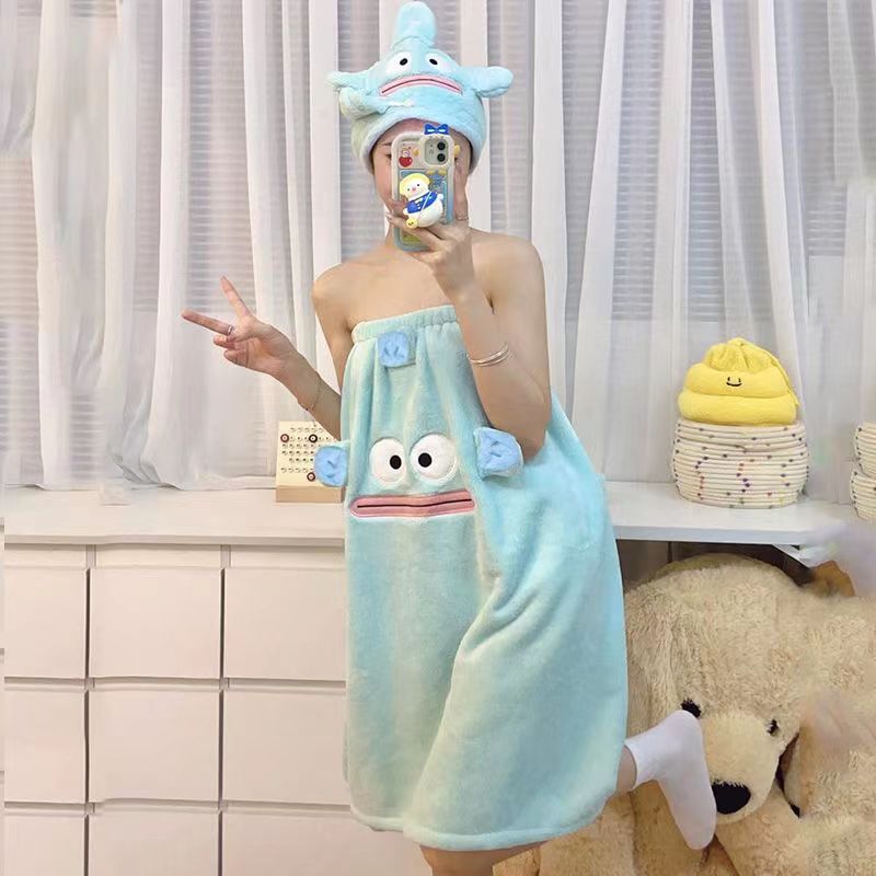 Wearable and wrapped bath towel women's towel hair drying hat three-piece set 2023 new non-cotton cotton adult absorbent bath skirt