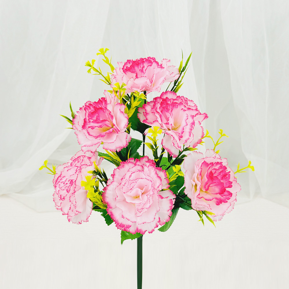 Flores artificiales Clavel de 6 cabezas Flores artificiales Flores de tela plástica Flores grandes Decoración de mesa de salón Arreglos florales artificiales