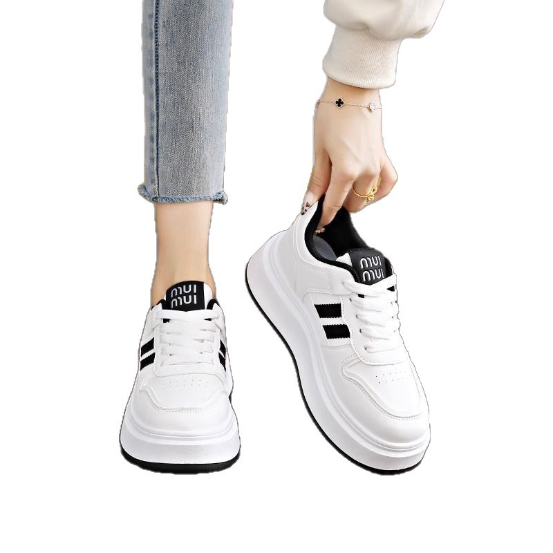 2025 primavera y otoño nueva moda todo-fósforo zapatos de cuero zapatos blancos de plataforma para mujer deportes y ocio zapatos de moda para mujer