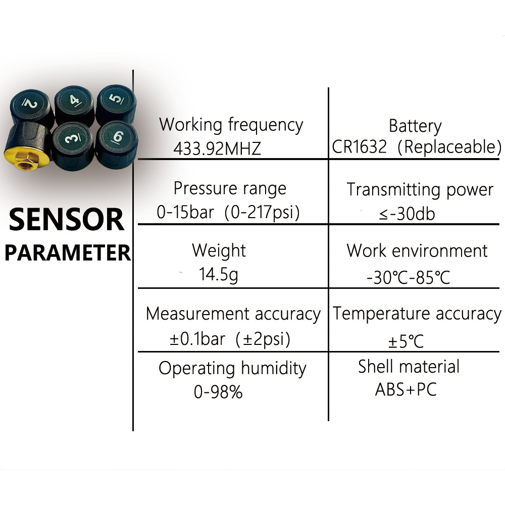 6-wheel heavy truck box cargo fire high-precision truck tire pressure monitoring system tire pressure detector solar external