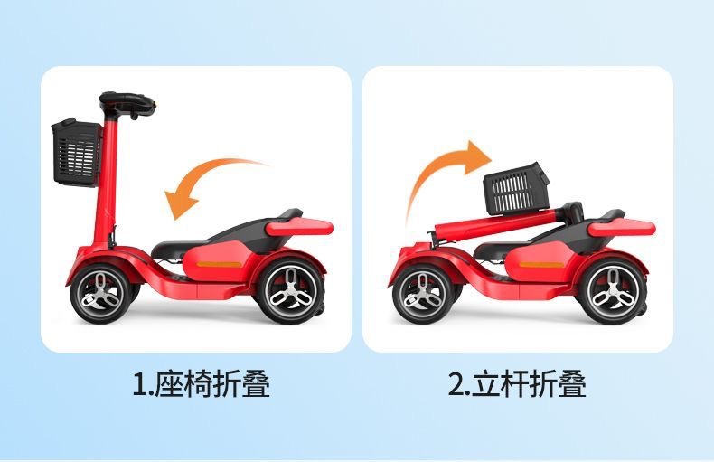 New Four-Wheel Electric Scooter for the Elderly, Small Household Folding Power-Assisted Battery Scooter