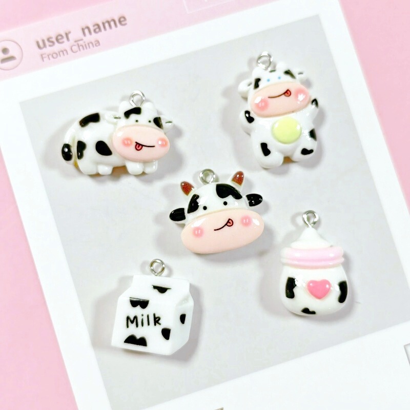 Resin Cow Milk Animal Toy Pendant DIY Cute Plush Doll Earrings Keychain Accessories Hanging Decoration Resin Cow Milk Animal Toy Pendant DIY Cute Plush Doll Earrings Keychain Accessories Hanging Decoration