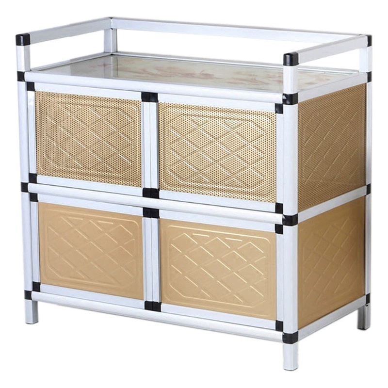 Алюминиевый сплав шкаф кухонный шкаф из нержавеющей стали для хранения дома сборка экономичный простой шкаф кухонный шкаф